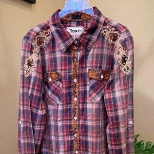 Roar Western Bling Button Up Shirt